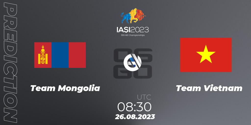 Pronósticos Team Mongolia - Team Vietnam. 26.08.2023 at 12:30. IESF World Esports Championship 2023 - Counter-Strike (CS2)