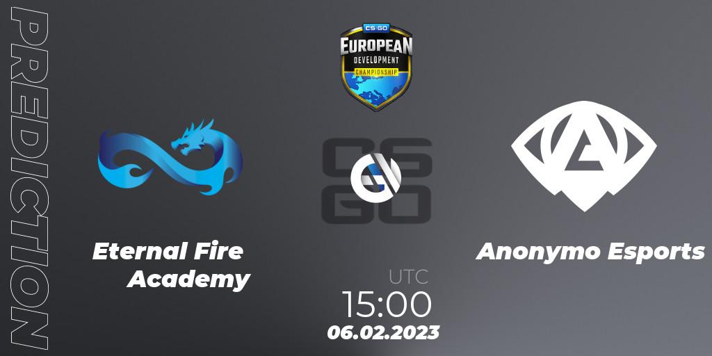 Pronósticos Eternal Fire Academy - Anonymo Esports. 12.02.23. European Development Championship 7 Closed Qualifier - CS2 (CS:GO)