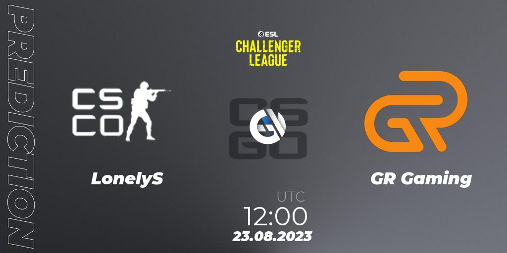 Pronósticos LonelyS - GR Gaming. 23.08.2023 at 12:00. ESL Challenger League Season 46: Asia-Pacific - Counter-Strike (CS2)