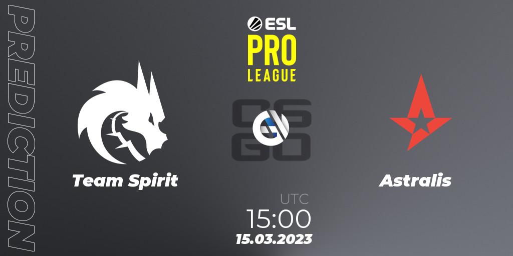 Pronósticos Team Spirit - Astralis. 15.03.2023 at 15:00. ESL Pro League Season 17 - Counter-Strike (CS2)