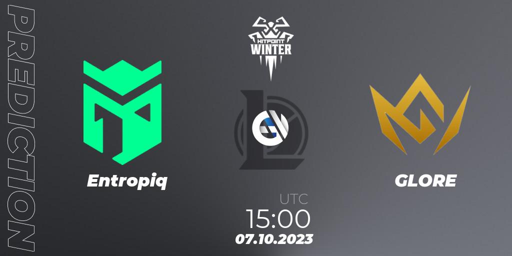 Pronósticos Entropiq - GLORE. 07.10.2023 at 15:00. Hitpoint Masters Winter 2023 - Playoffs - LoL