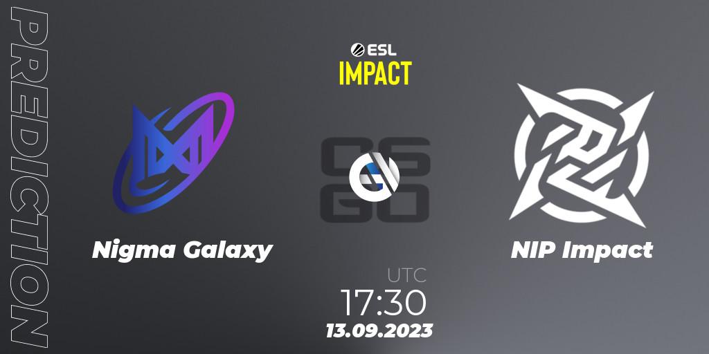 Pronósticos Nigma Galaxy - NIP Impact. 13.09.2023 at 17:30. ESL Impact League Season 4: European Division - Counter-Strike (CS2)