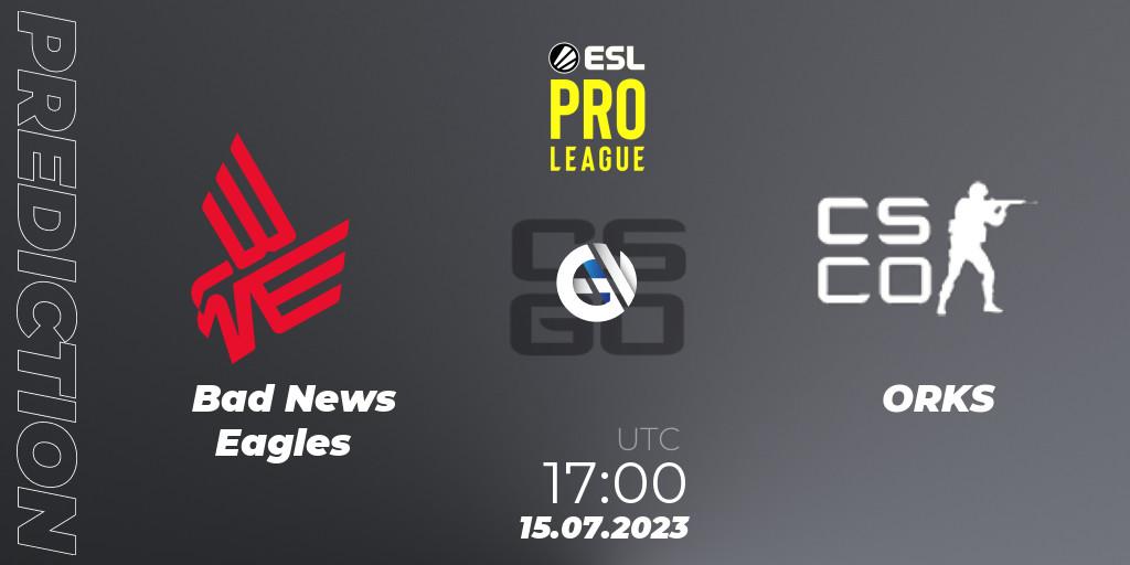 Pronósticos Bad News Eagles - ORKS (Polish team). 15.07.2023 at 17:00. ESL Pro League Season 18: European Conference - Counter-Strike (CS2)