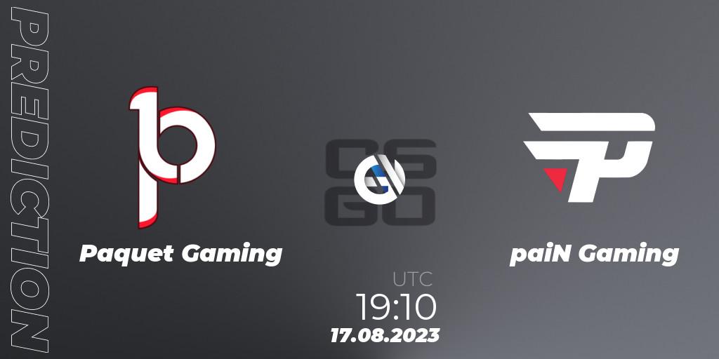 Pronósticos Paquetá Gaming - paiN Gaming. 17.08.2023 at 19:10. CBCS 2023 Masters - Counter-Strike (CS2)