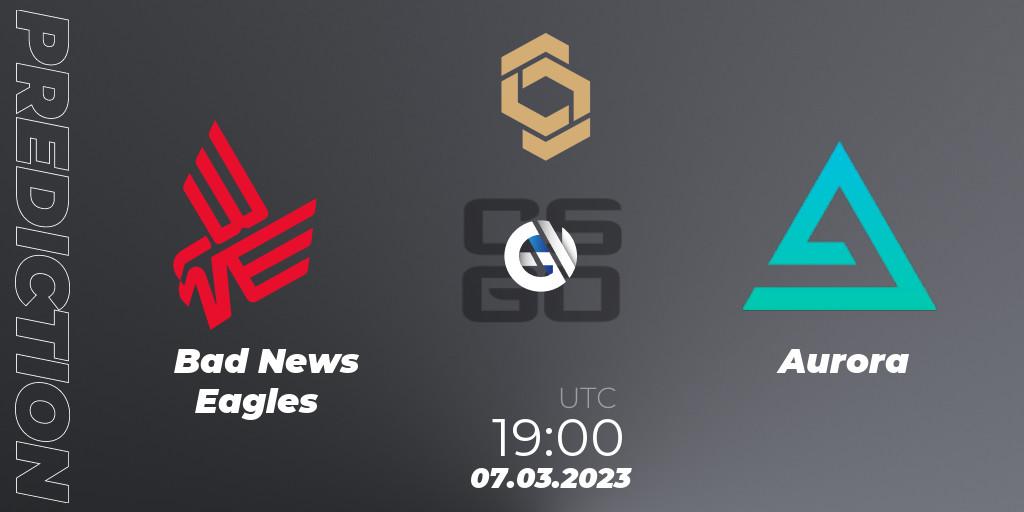 Pronósticos Bad News Eagles - Aurora. 07.03.2023 at 19:00. CCT South Europe Series #3 - Counter-Strike (CS2)