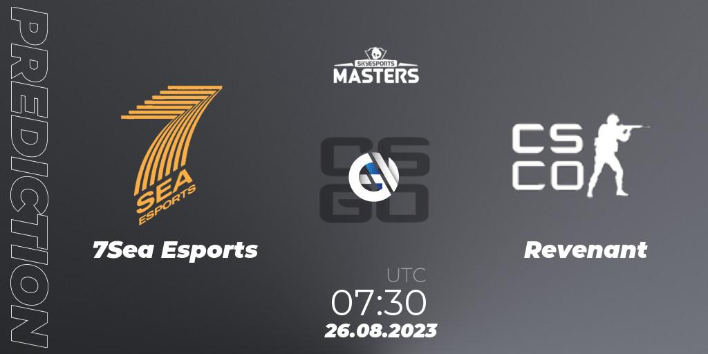 Pronósticos 7Sea Esports - Revenant (Indian team). 26.08.2023 at 06:10. Skyesports Masters 2023 Finals - Counter-Strike (CS2)