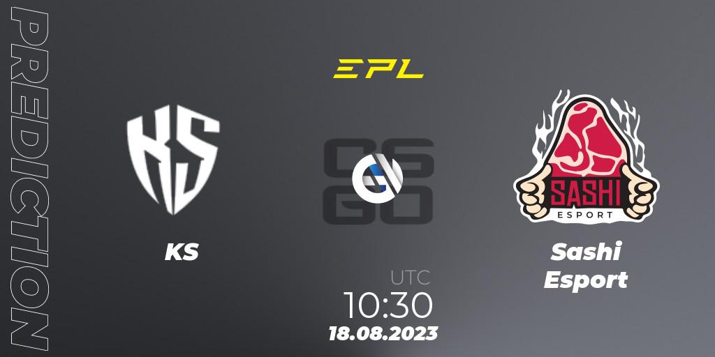 Pronósticos KS - Sashi Esport. 18.08.2023 at 11:00. European Pro League Season 10: Division 2 - Counter-Strike (CS2)