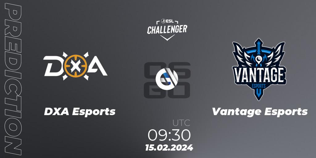 Pronósticos DXA Esports - Vantage Esports. 15.02.2024 at 09:30. ESL Challenger #56: Oceanic Closed Qualifier - Counter-Strike (CS2)