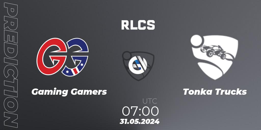 Pronósticos Gaming Gamers - Tonka Trucks. 31.05.2024 at 07:00. RLCS 2024 - Major 2: OCE Open Qualifier 6 - Rocket League