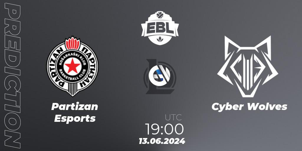 Pronósticos Partizan Esports - Cyber Wolves. 13.06.2024 at 19:00. Esports Balkan League Season 15 - LoL