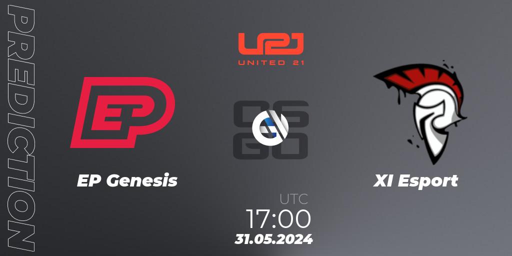 Pronósticos EP Genesis - XI Esport. 31.05.2024 at 17:00. United21 Season 14: Division 2 - Counter-Strike (CS2)