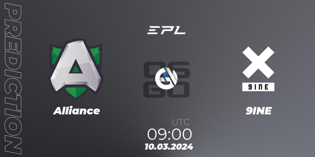 Pronósticos Alliance - 9INE. 10.03.24. European Pro League Season 14 - CS2 (CS:GO)