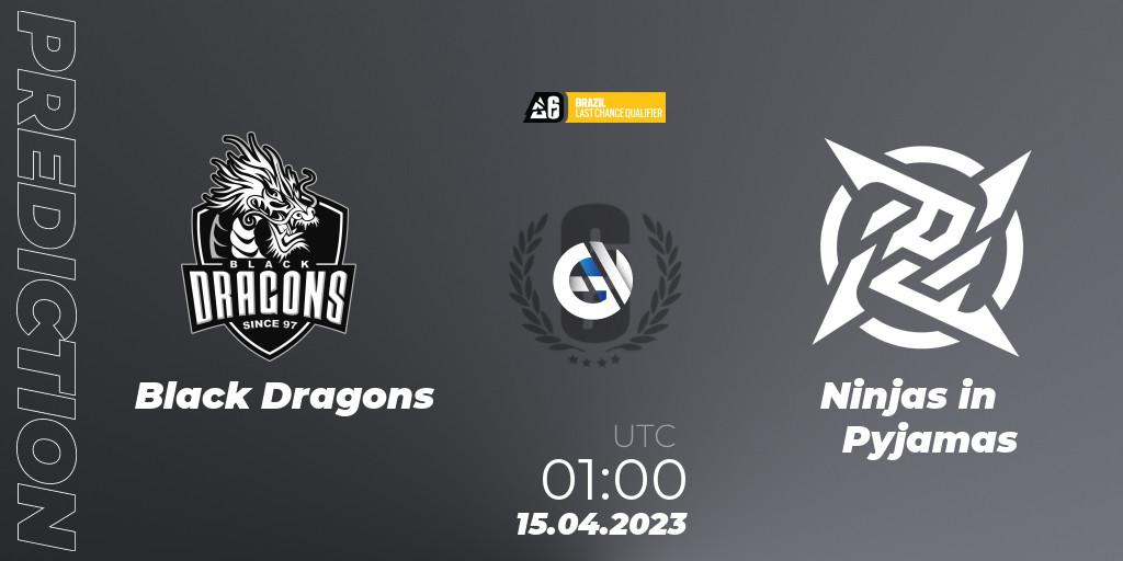 Pronósticos Black Dragons - Ninjas in Pyjamas. 15.04.2023 at 01:00. Brazil League 2023 - Stage 1 - Last Chance Qualifiers - Rainbow Six