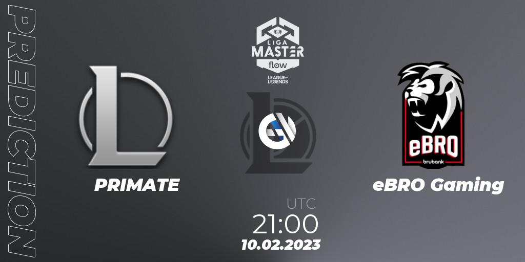 Pronósticos PRIMATE - eBRO Gaming. 10.02.2023 at 21:00. Liga Master Opening 2023 - Group Stage - LoL
