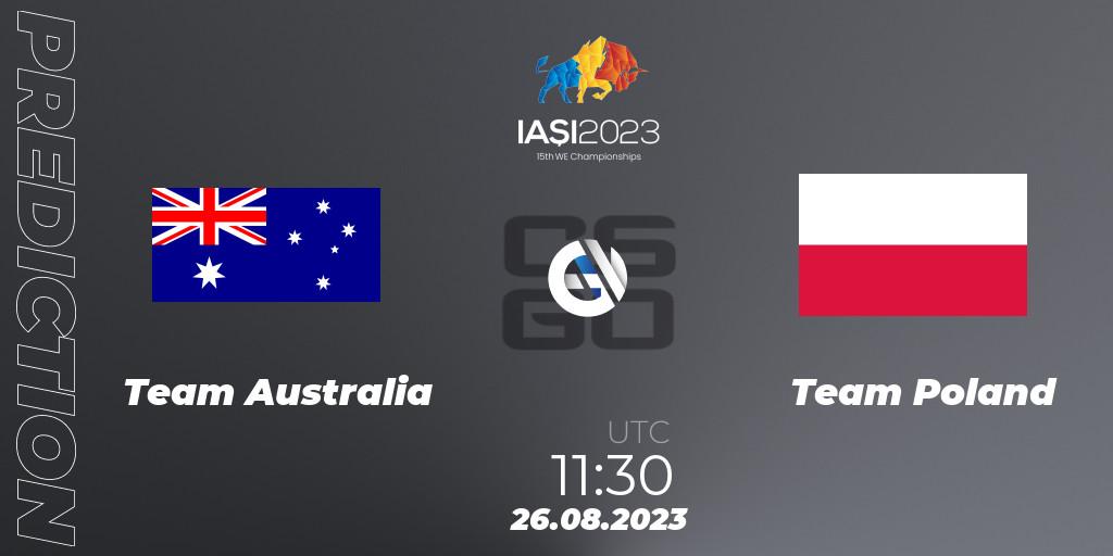 Pronósticos Team Australia - Team Poland. 26.08.2023 at 21:30. IESF World Esports Championship 2023 - Counter-Strike (CS2)