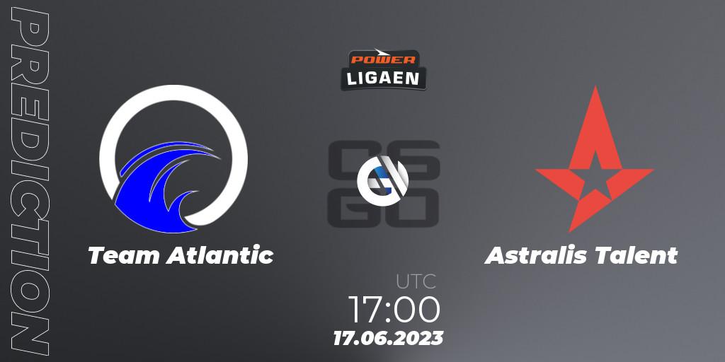 Pronósticos Team Atlantic - Astralis Talent. 17.06.2023 at 16:30. Dust2.dk Ligaen Season 23 - Counter-Strike (CS2)