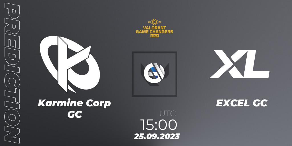 Pronósticos Karmine Corp GC - EXCEL GC. 25.09.2023 at 15:00. VCT 2023: Game Changers EMEA Stage 3 - Group Stage - VALORANT