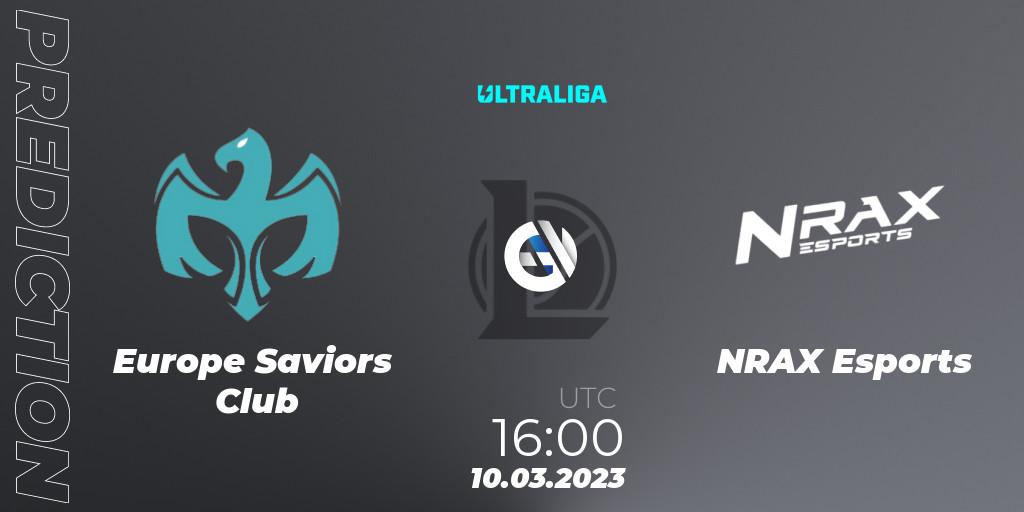 Pronósticos Europe Saviors Club - NRAX Esports. 10.03.2023 at 16:00. Ultraliga 2nd Division Season 6 - LoL