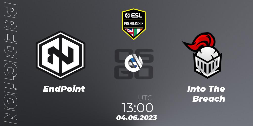 Pronósticos EndPoint - Into The Breach. 04.06.2023 at 13:00. ESL Premiership Spring 2023 - Counter-Strike (CS2)