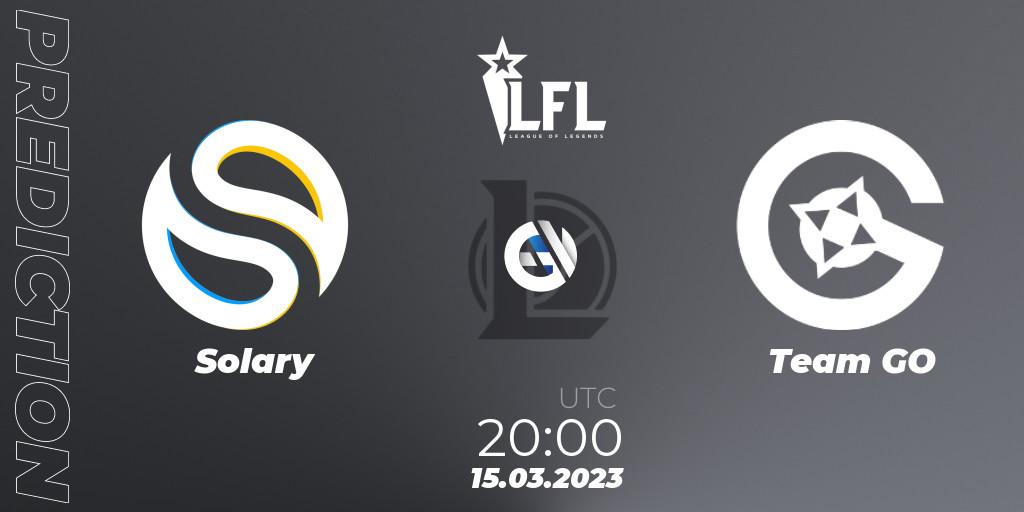 Pronósticos Solary - Team GO. 15.03.23. LFL Spring 2023 - Group Stage - LoL