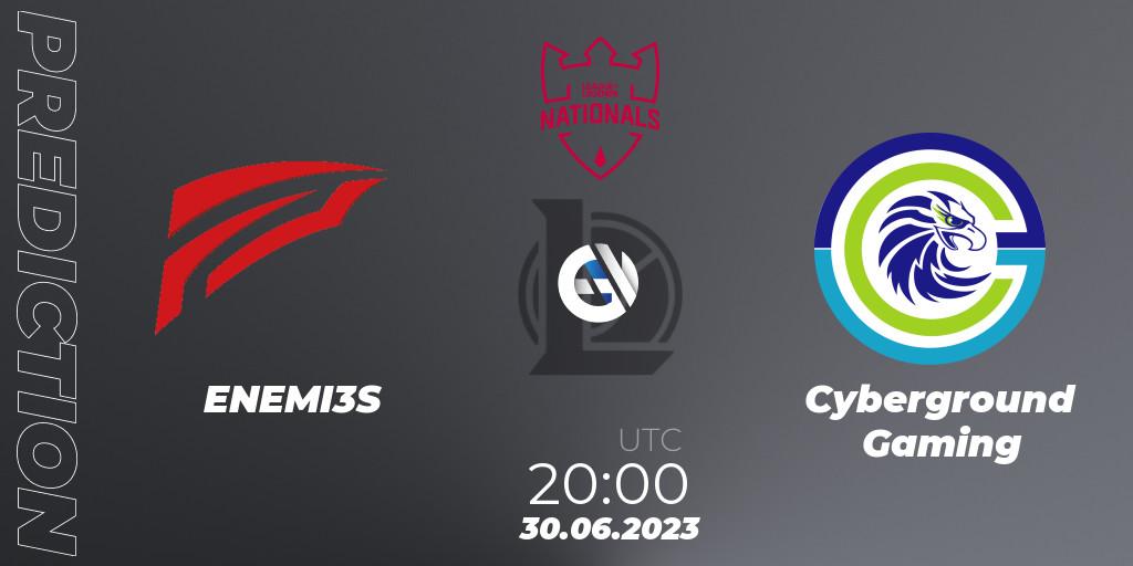Pronósticos ENEMI3S - Cyberground Gaming. 30.06.2023 at 20:00. PG Nationals Summer 2023 - LoL