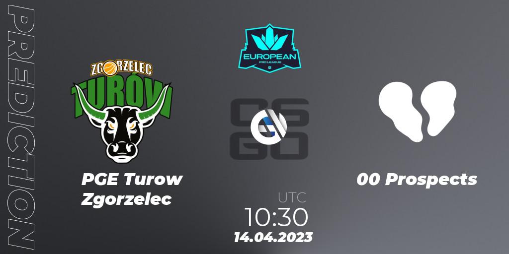 Pronósticos PGE Turow Zgorzelec - 00 Prospects. 14.04.2023 at 10:30. European Pro League Season 7 - Counter-Strike (CS2)