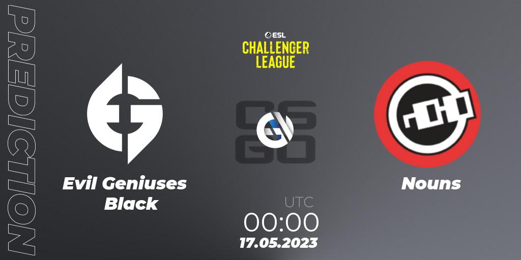 Pronósticos Evil Geniuses Black - Nouns. 17.05.23. ESL Challenger League Season 45: North America - CS2 (CS:GO)