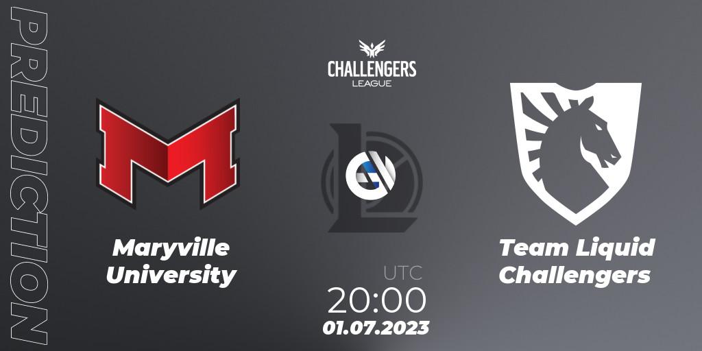 Pronósticos Maryville University - Team Liquid Challengers. 01.07.2023 at 20:00. North American Challengers League 2023 Summer - Group Stage - LoL