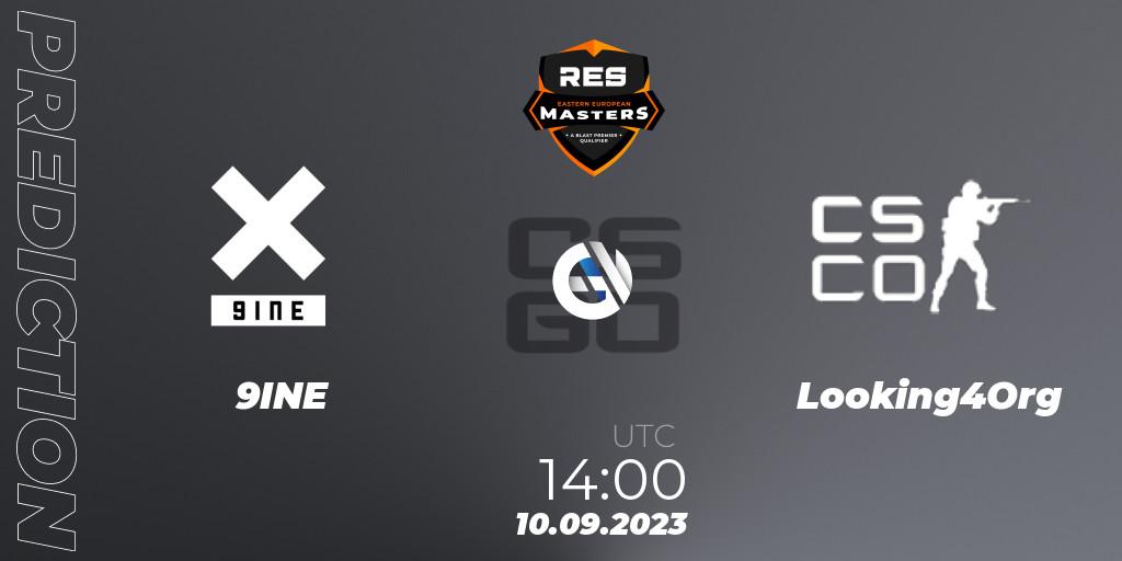 Pronósticos 9INE - Looking4Org. 10.09.2023 at 14:00. RES Western European Masters: Fall 2023 - Counter-Strike (CS2)