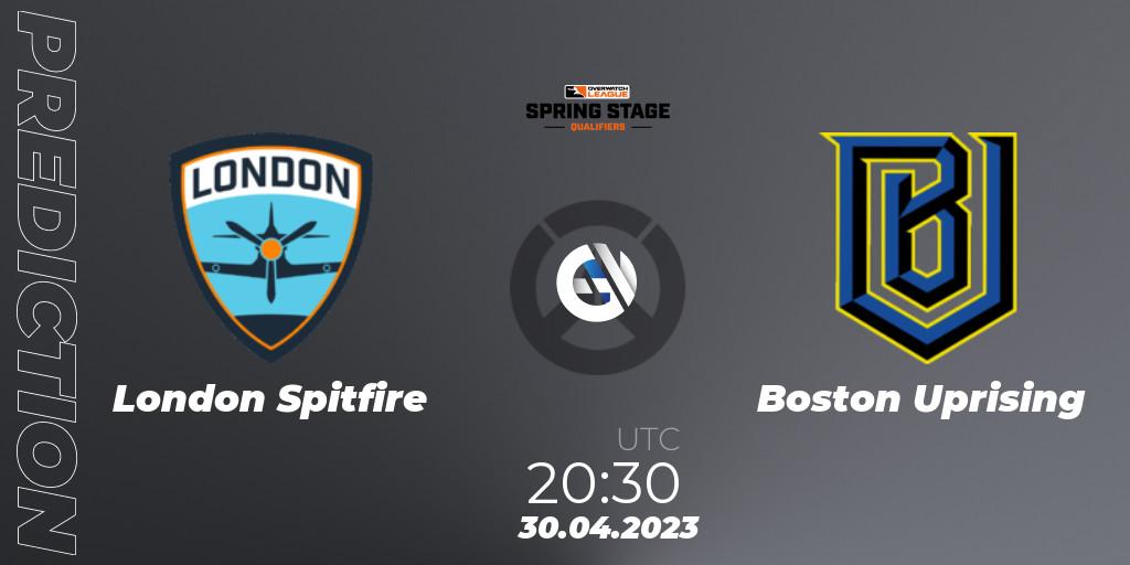 Pronósticos London Spitfire - Boston Uprising. 30.04.2023 at 20:30. OWL Stage Qualifiers Spring 2023 West - Overwatch
