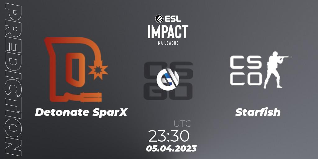 Pronósticos Detonate SparX - Starfish. 05.04.23. ESL Impact League Season 3: North American Division - CS2 (CS:GO)