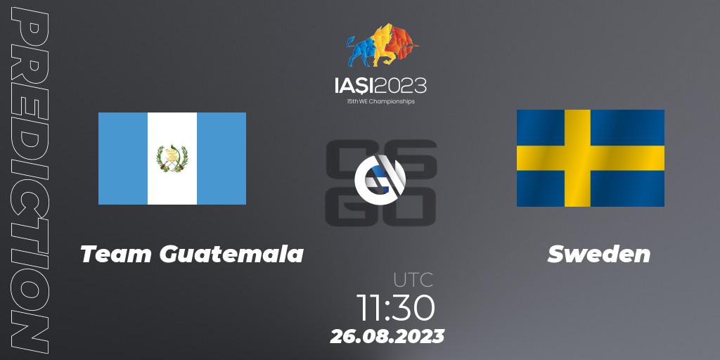 Pronósticos Team Guatemala - Sweden. 26.08.2023 at 17:00. IESF World Esports Championship 2023 - Counter-Strike (CS2)
