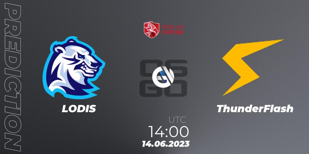 Pronósticos LODIS - ThunderFlash. 14.06.2023 at 14:05. Polish Esports League 2023 Split 2 - Counter-Strike (CS2)