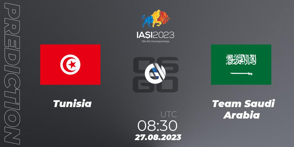 Pronósticos Tunisia - Team Saudi Arabia. 27.08.2023 at 12:30. IESF World Esports Championship 2023 - Counter-Strike (CS2)