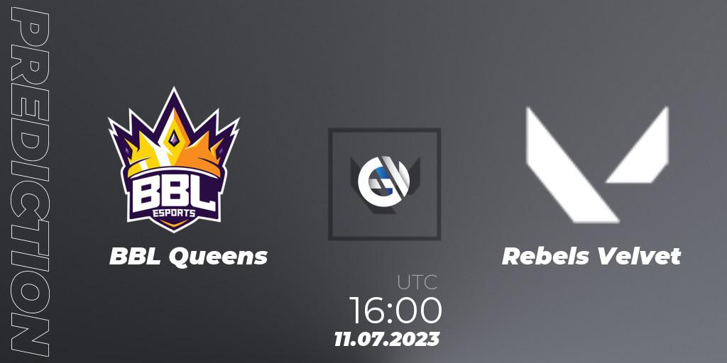 Pronósticos BBL Queens - REBELS VELVET. 11.07.2023 at 16:10. VCT 2023: Game Changers EMEA Series 2 - Group Stage - VALORANT