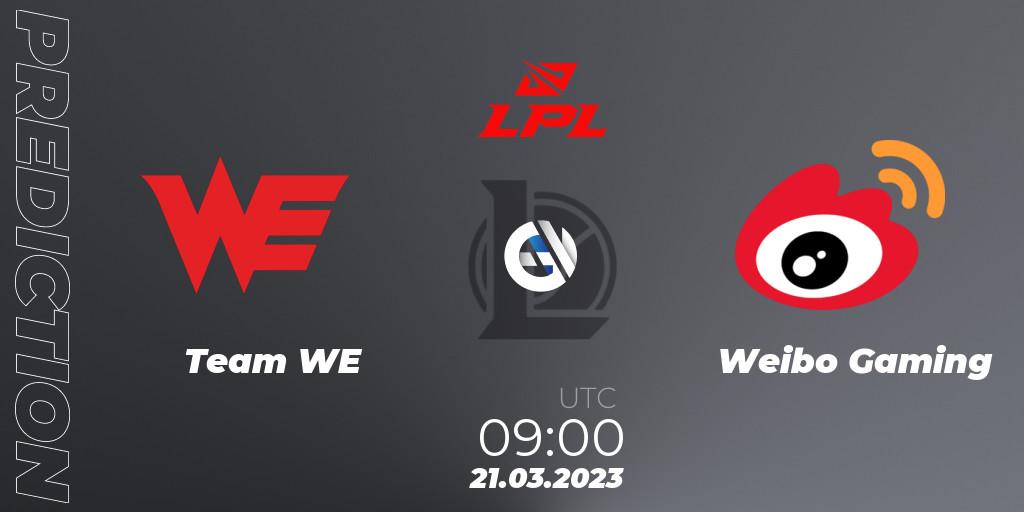 Pronósticos Team WE - Weibo Gaming. 21.03.2023 at 11:40. LPL Spring 2023 - Group Stage - LoL