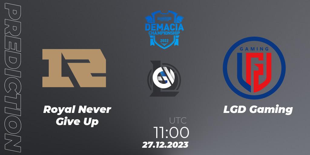 Pronósticos Royal Never Give Up - LGD Gaming. 27.12.23. Demacia Cup 2023 Group Stage - LoL