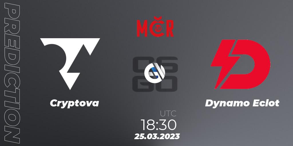 Pronósticos Cryptova - Dynamo Eclot. 25.03.2023 at 18:30. Tipsport Cup Prague Spring 2023: Online Stage - Counter-Strike (CS2)