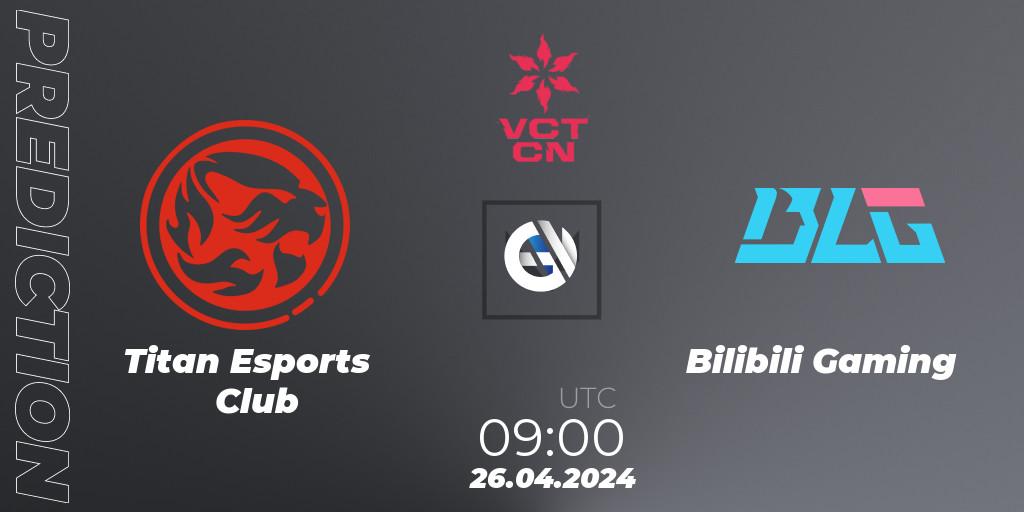 Pronósticos Titan Esports Club - Bilibili Gaming. 26.04.2024 at 09:10. VALORANT Champions Tour China 2024: Stage 1 - Group Stage - VALORANT