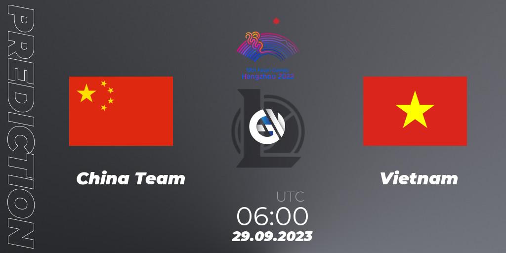 Pronósticos China Team - Vietnam. 29.09.2023 at 06:00. 2022 Asian Games - LoL
