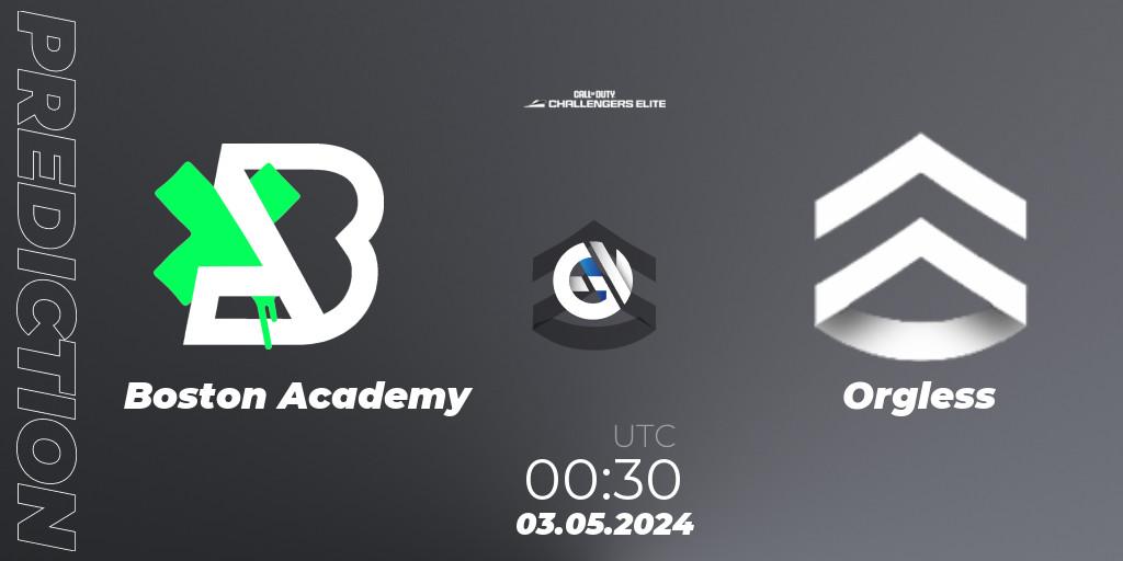 Pronósticos Boston Academy - Orgless. 03.05.2024 at 00:30. Call of Duty Challengers 2024 - Elite 2: NA - Call of Duty