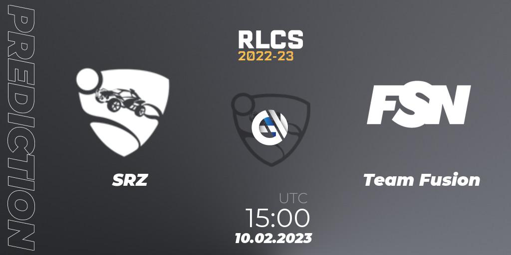 Pronósticos SRZ - Team Fusion. 10.02.2023 at 15:00. RLCS 2022-23 - Winter: Sub-Saharan Africa Regional 2 - Winter Cup - Rocket League