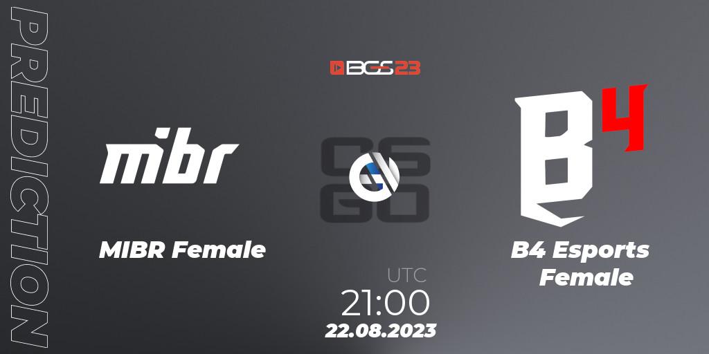 Pronósticos MIBR Female - B4 Esports Female. 22.08.23. BGS Esports 2023 Female: Online Stage - CS2 (CS:GO)