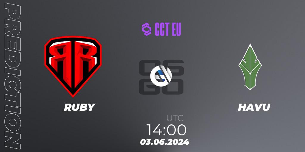 Pronósticos RUBY - HAVU. 03.06.2024 at 14:00. CCT Season 2 Europe Series 5 - Counter-Strike (CS2)