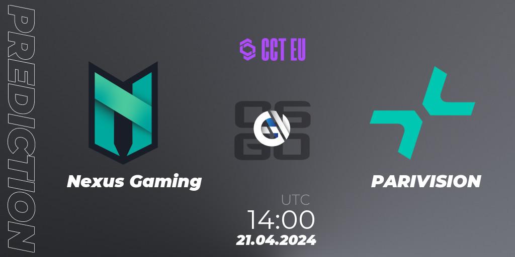 Pronósticos Nexus Gaming - PARIVISION. 21.04.24. CCT Season 2 Europe Series 1 - CS2 (CS:GO)