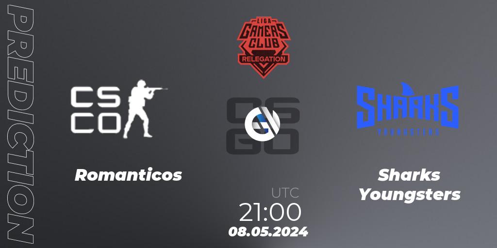 Pronósticos Romanticos - Sharks Youngsters. 08.05.2024 at 21:00. Gamers Club Liga Série A Relegation: May 2024 - Counter-Strike (CS2)