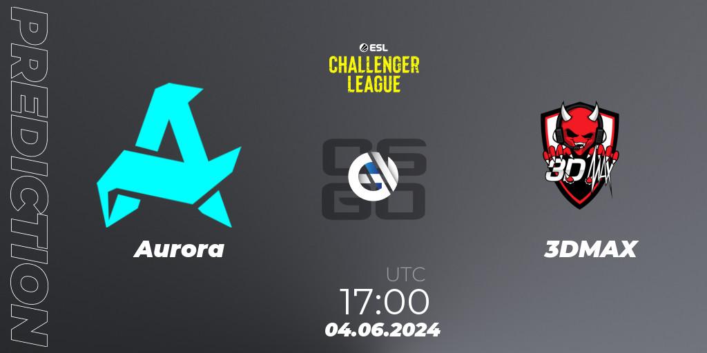 Pronósticos Aurora - 3DMAX. 04.06.2024 at 17:00. ESL Challenger League Season 47: Europe - Counter-Strike (CS2)