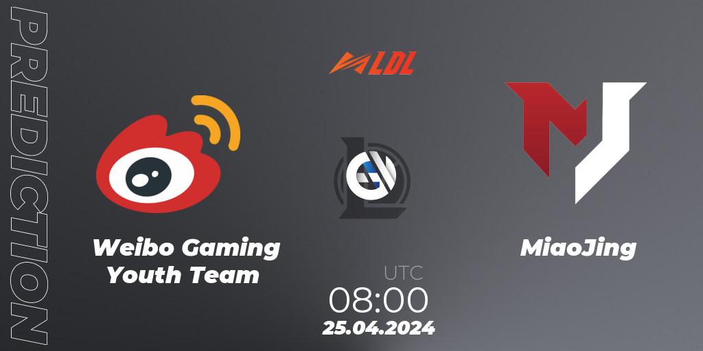 Pronósticos Weibo Gaming Youth Team - MiaoJing. 25.04.2024 at 08:00. LDL 2024 - Stage 2 - LoL