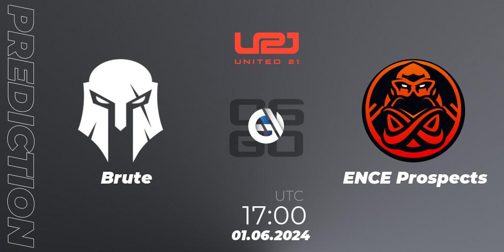 Pronósticos Brute - ENCE Prospects. 01.06.2024 at 17:00. United21 Season 14: Division 2 - Counter-Strike (CS2)