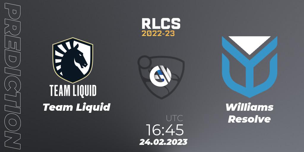 Pronósticos Team Liquid - Williams Resolve. 24.02.23. RLCS 2022-23 - Winter: Europe Regional 3 - Winter Invitational - Rocket League